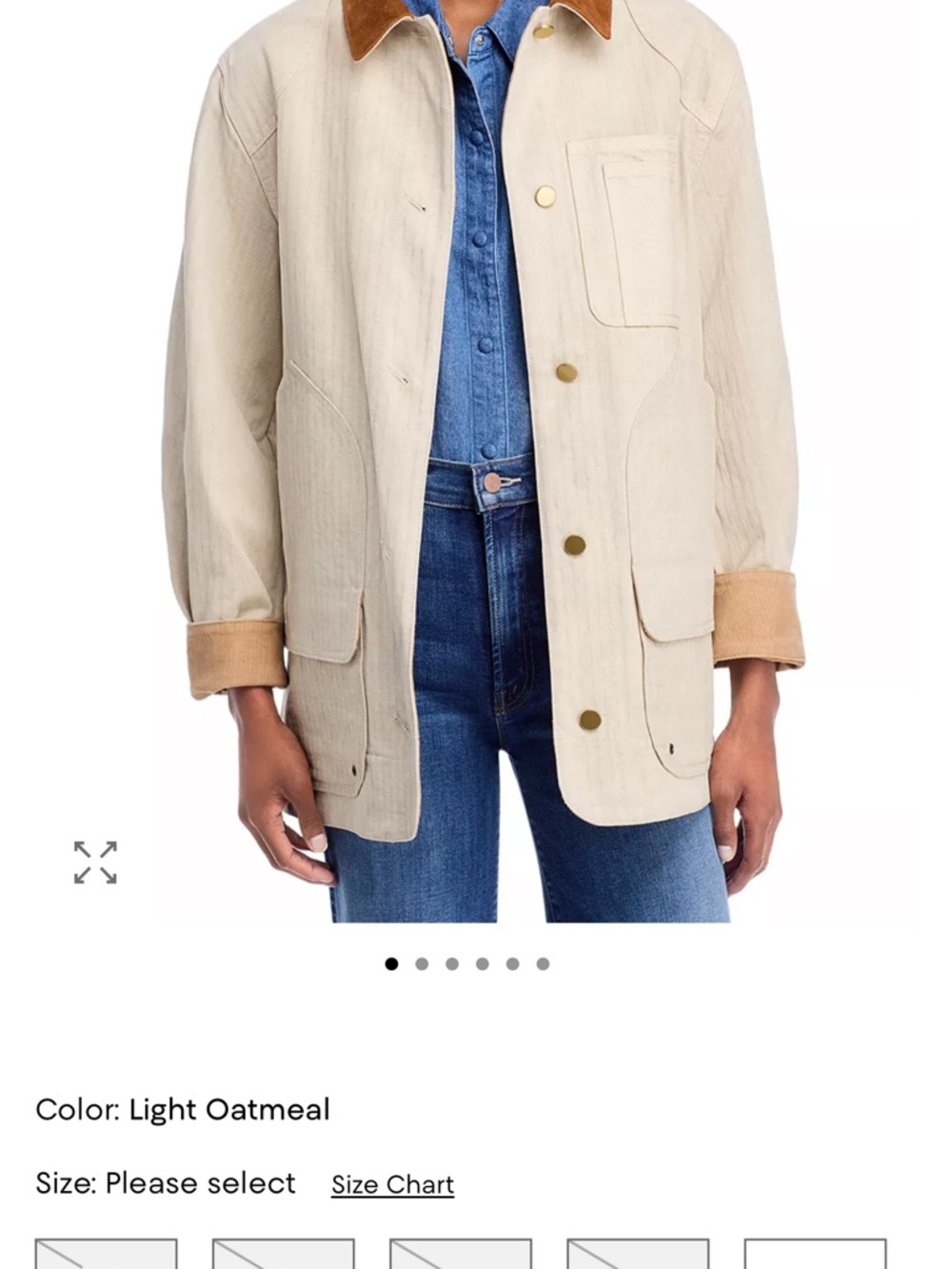 Veronica Beard Light Oatmeal Utility Jacket with Tan Corduroy Trim